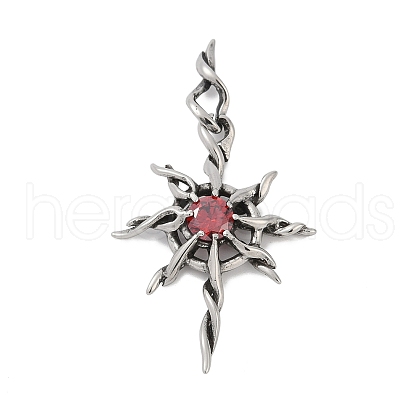 316 Surgical Stainless Steel Micro Pave Cubic Zirconia  Pendants STAS-D304-09P-1