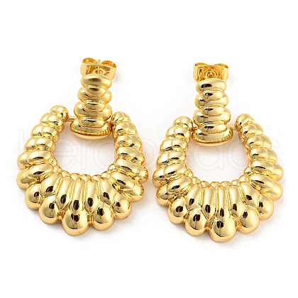 Brass Hollow Teardrop Dangle Stud Earrings EJEW-C066-09G-1