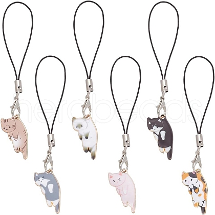 Enamel Cat Decoration Phone Charms Strap PALLOY-PH01579-1