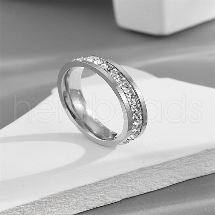 304 Stainless Steel Crystal Rhinestone Finger Rings FS-WG432ED-08-1