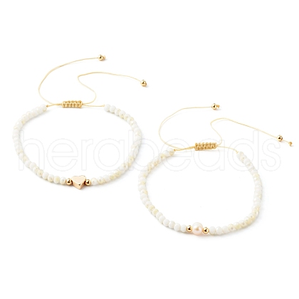 Adjustable Nylon Thread Braided Bead Bracelets Set BJEW-JB06450-1
