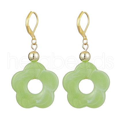 Acrylic Flower Dangle Leverback Earrings EJEW-JE05625-05-1