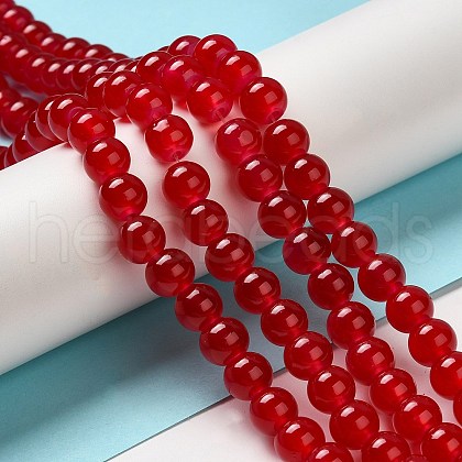 Baking Painted Imitation Jade Glass Round Bead Strands X1-DGLA-Q021-8mm-05-1