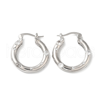 Cubic Zirconia Hoop Earrings EJEW-Z019-23D-P-1