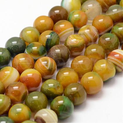 Natural Striped Agate/Banded Agate Bead Strands G-K155-A-10mm-08-1