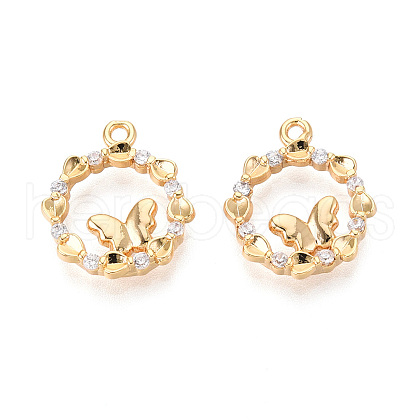 Brass Micro Pave Cubic Zirconia Pendants KK-N263-78C-G-1