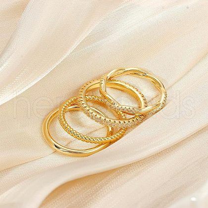 4Pcs Twist Zinc Alloy Crystal Rhinestone Finger Rings Sets FS-WGAC0FD-02-1