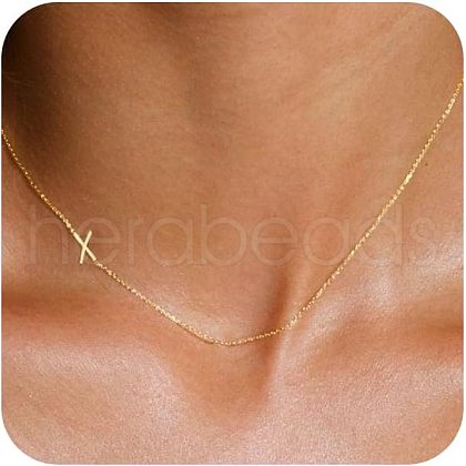 Brass Initial Link Chain Necklaces for Women FS-WG848C9-24-1