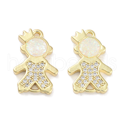 Brass Micro Pave Clear Cubic Zirconia Pendants KK-L213-043G-01-1