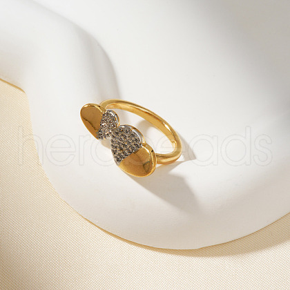 Brass Micro Pave Cubic Zirconia Adjustable Cuff Open Rings for Women DJ9210-2-1