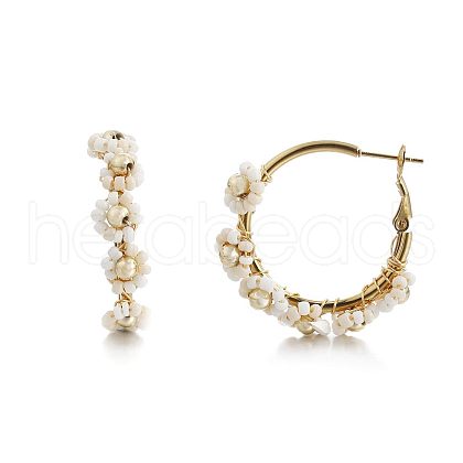 201 Stainless Steel Acrylic Hoop Earrings FS-WG443EA-11-1