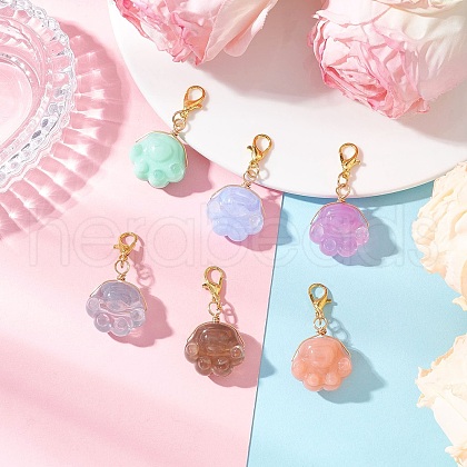 Paw Print Acrylic Pendant Decorations HJEW-JM03331-1