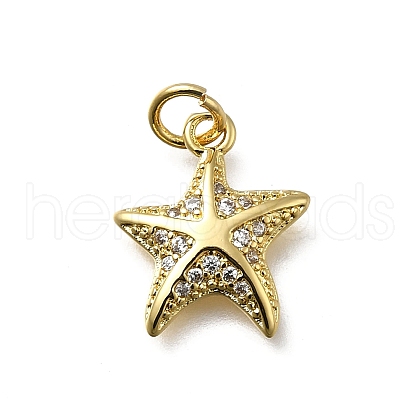 Brass Micro Pave Cubic Zirconia Charms KK-C090-25G-1