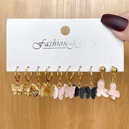 5 Pairs Alloy Hoop Earring Sets WG6DB3C-34-1