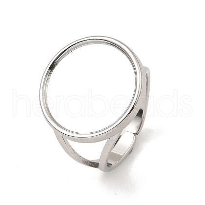 Non-Tarnish 304 Stainless Steel Open Cuff Pad Ring Settings RJEW-Z018-41P-1
