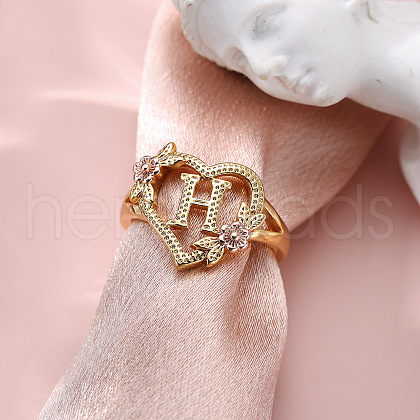 Heart with Flower Hollow Out Brass Finger Rings FS-WG99C3E-41-1