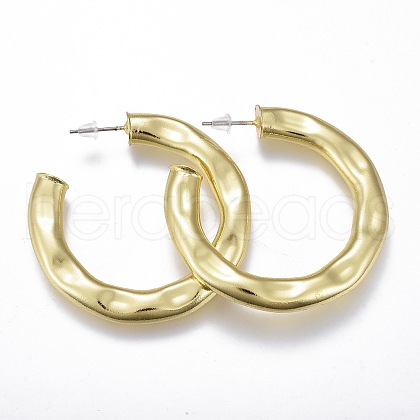 Textured Brass Stud Earrings EJEW-I250-02A-1