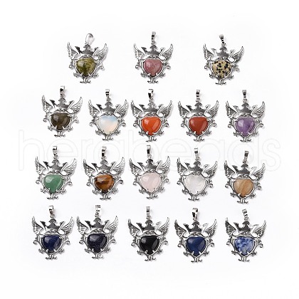 Natural & Synthetic Mixed Gemstone Pendants G-P496-04P-1