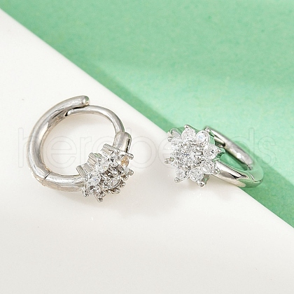 Brass Micro Pave Cubic Zirconia Hoop Earrings EJEW-S277-07P-A-1