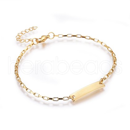 Ion Plating(IP) 304 Stainless Steel ID Bracelets BJEW-L637-07-G-1