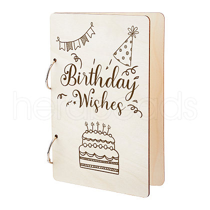 SUPERDANT 1 Set Wooden 2-Ring Loose Leaf Binder Postcard Phote Album Cover DIY-SD0001-02C-1