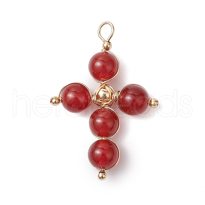 Natural Carnelian(Dyed & Heated) Pendants PALLOY-JF02885-02-1