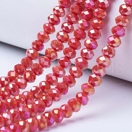 Electroplate Glass Beads Strands EGLA-A034-P6mm-B06-1