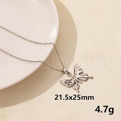 304 Stainless Steel Butterfly Pendant Necklaces CV0613-9-1