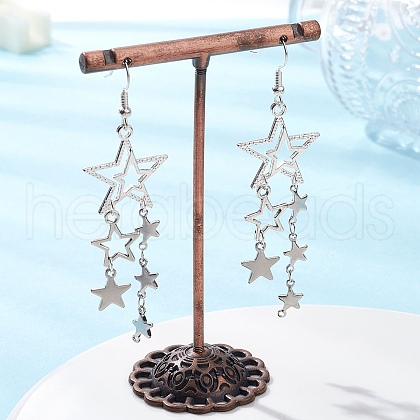 304 Stainless Steel Star Dangle Earrings EJEW-TA00624-1
