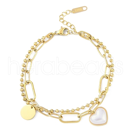 Ion Plating(IP) 304 Stainless Steel Double Layered Bracelets for Women BJEW-K254-16G-1