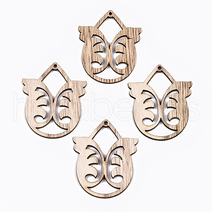Unfinished Hollow Wood Big Pendants WOOD-N006-127-1
