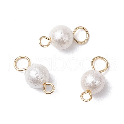 Wrinkle Textured Shell Pearl Round Connector Charms PALLOY-JF03824-01-1