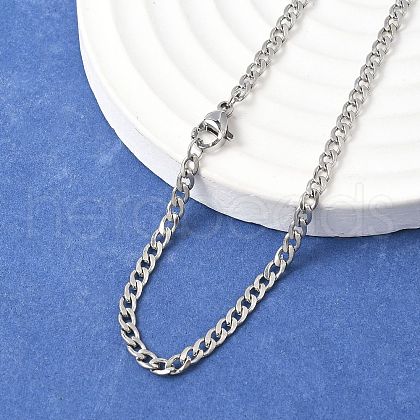 Non-Tarnish 304 Stainless Steel Curb Chain Necklace Making X-STAS-A028-N108P-1