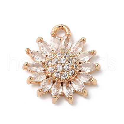 Brass Micro Pave Clear Cubic Zirconia Pendants KK-C062-062G-1