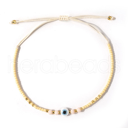 Bohemian Glass Seed Beaded Braided Bead Bracelets EZ3029-6-1