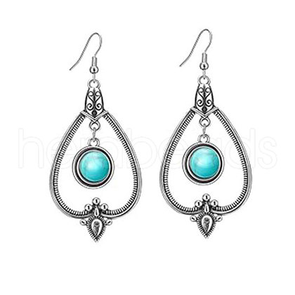 Alloy Synthetic Turquoise Dangle Earrings FS-WG48C4B-02-1