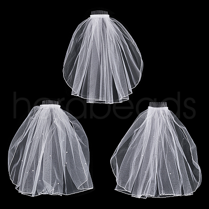 3Pcs 3 Styles Polyester Mesh Bridal Veils AJEW-FG0004-21-1