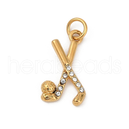 304 Stainless Steel Micro Pave Cubic Zirconia Pendants STAS-D305-02G-C-1