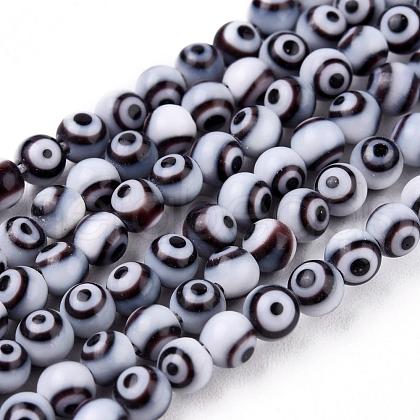 Handmade Evil Eye Lampwork Round Bead Strands LAMP-L055-4mm-09-1