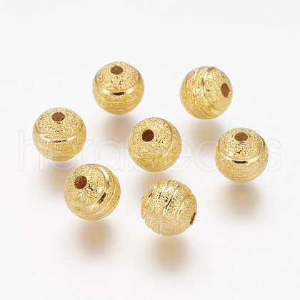 Brass Textured Beads KK-B208-G-1