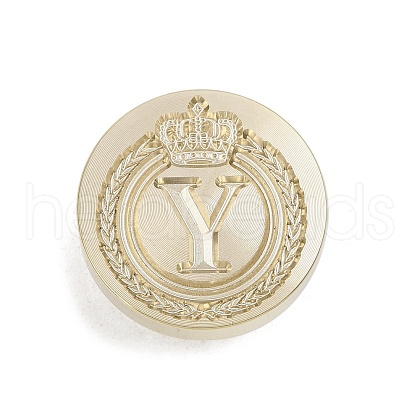 Golden Tone Crown Initial Wax Seal Brass Stamp Heads AJEW-A065-01Y-1