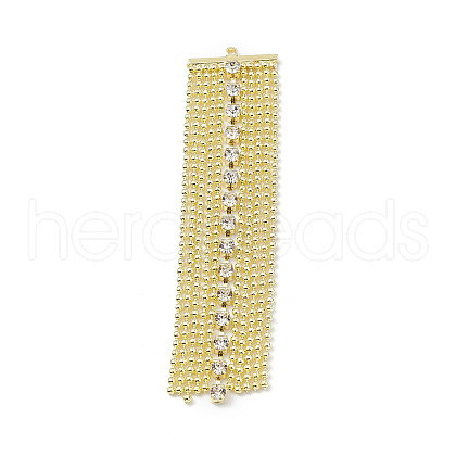 Brass Ball Chains & Crystal Rhinestone Cup Chains Tassel Big Pendants KK-P227-09G-1