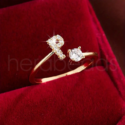 Brass Micro Pave Cubic Zirconia Cuff Rings WG75066-16-1
