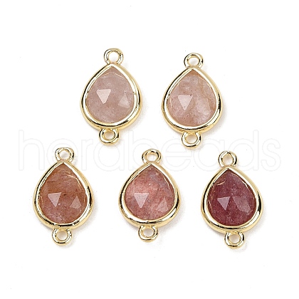 Natural Strawberry Quartz Faceted Connector Charms G-L514-048P-02-1