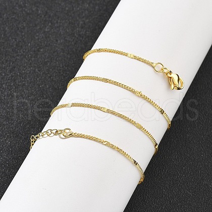 Brass Curb Chains Necklaces for Women NJEW-D302-18G-1