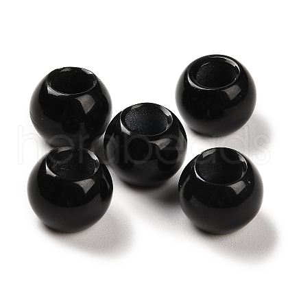 Natural Black Agate European Beads G-R488-01P-1