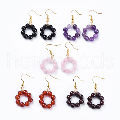 Natural Gemstone Dangle Earrings EJEW-JE03300-1