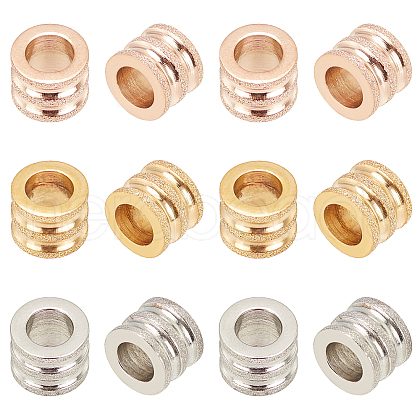 Unicraftale 15Pcs 3 Colors Stainless Steel Textured Beads STAS-UN0021-01-1