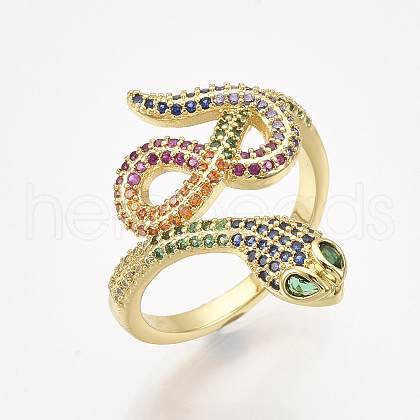 Brass Micro Pave Cubic Zirconia Cuff Rings RJEW-S044-048-1