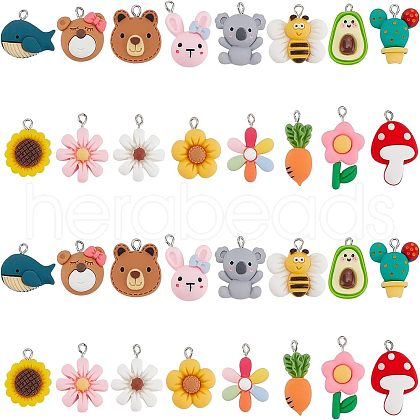 CHGCRAFT 32Pcs 16 Style Resin Pendants RESI-CA0001-28-1